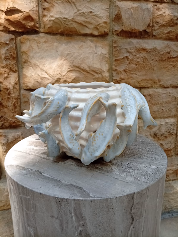 Rippling Fish Ceramic Vase  Small