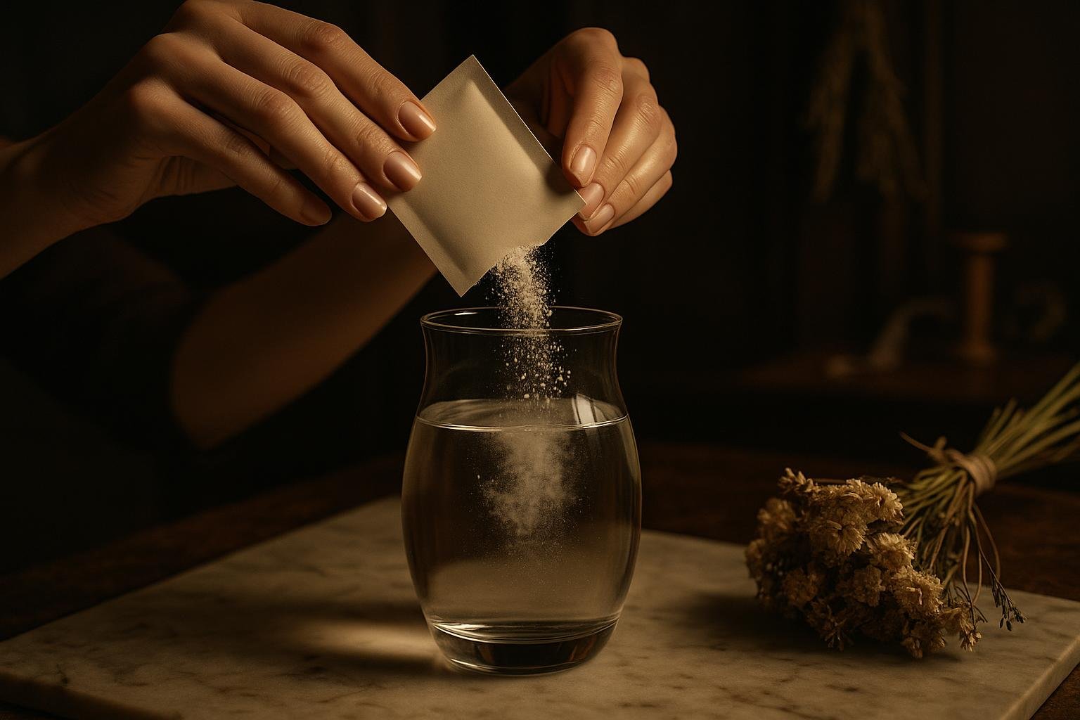 Nairi flower-food sachet poured into a vase.